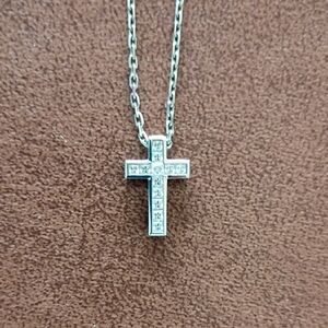 Moissanite Sterling Silver Cross Necklace